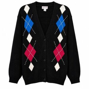 Vintage Spice of Life Argyle Cardigan Women Small Grandpa Preppy Academia Knit